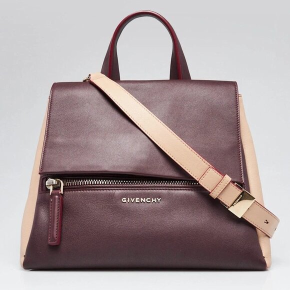 Givenchy Burgundy/Beige Leather Pandora Pure Small Bag 545-050125 - Picture 1 of 12